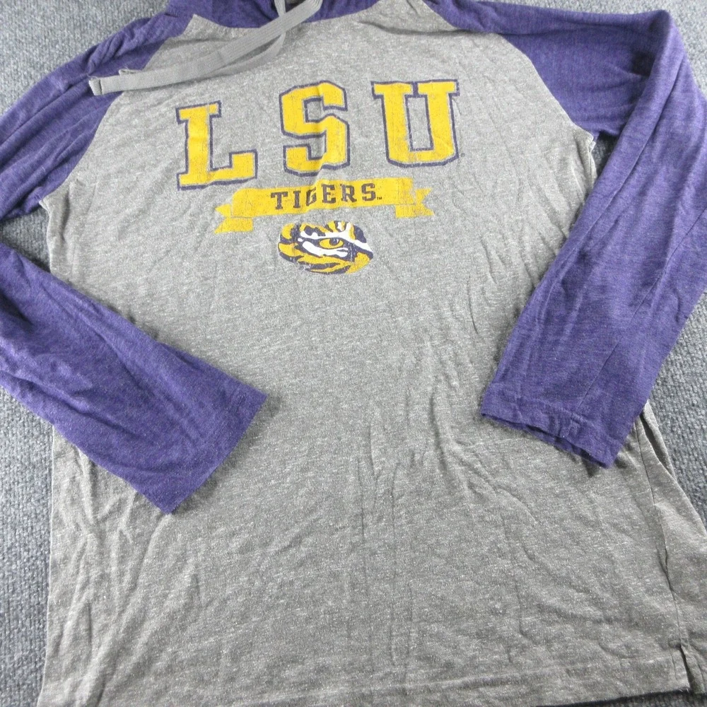 LSU Tigers Hoodie Mens Large Gray NCAA Champion Long Sleeve Shirt College